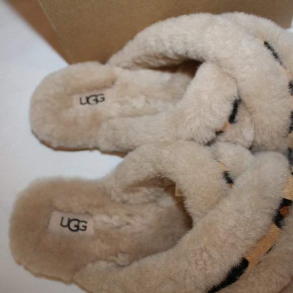 NIB UGG WOMEN'S SHEARLING SCUFFITA SPOTTY TAN SLIPPERS - Picture 4 of 7